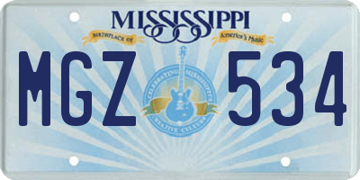 MS license plate MGZ534