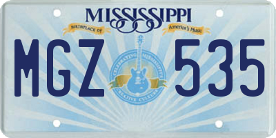 MS license plate MGZ535