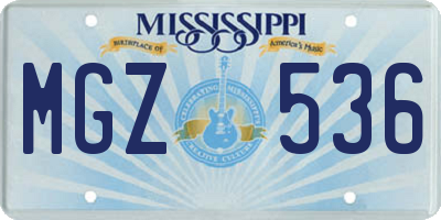 MS license plate MGZ536