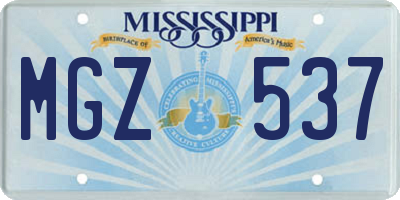 MS license plate MGZ537