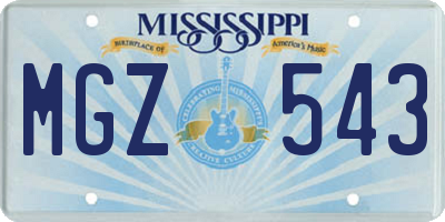 MS license plate MGZ543