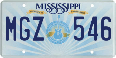 MS license plate MGZ546