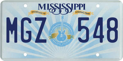 MS license plate MGZ548