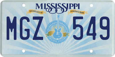 MS license plate MGZ549