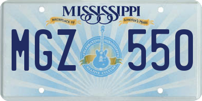 MS license plate MGZ550