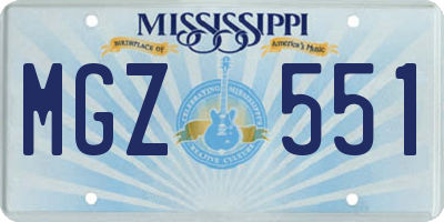 MS license plate MGZ551