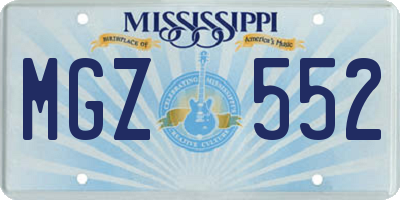 MS license plate MGZ552