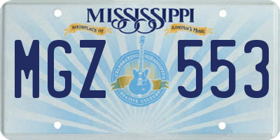 MS license plate MGZ553