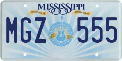 MS license plate MGZ555