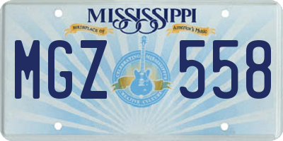 MS license plate MGZ558
