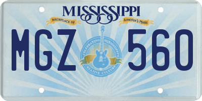 MS license plate MGZ560