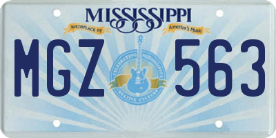 MS license plate MGZ563