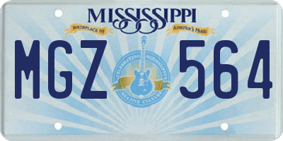 MS license plate MGZ564