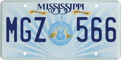MS license plate MGZ566