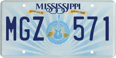 MS license plate MGZ571