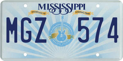 MS license plate MGZ574