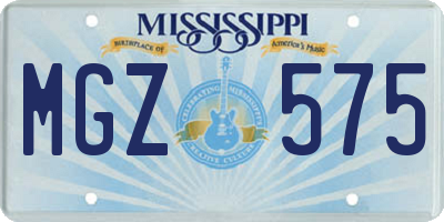 MS license plate MGZ575