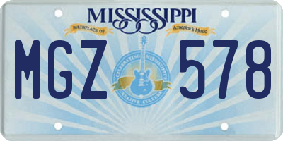 MS license plate MGZ578