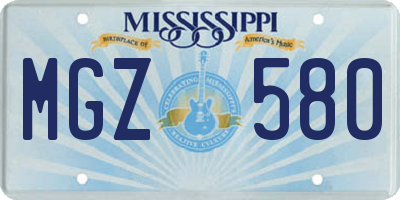 MS license plate MGZ580