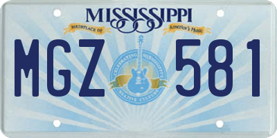 MS license plate MGZ581
