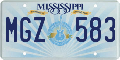 MS license plate MGZ583