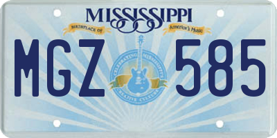 MS license plate MGZ585