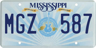 MS license plate MGZ587