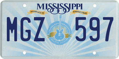 MS license plate MGZ597