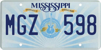 MS license plate MGZ598