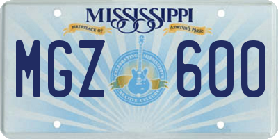MS license plate MGZ600