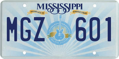 MS license plate MGZ601