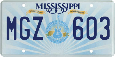 MS license plate MGZ603