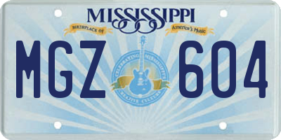 MS license plate MGZ604