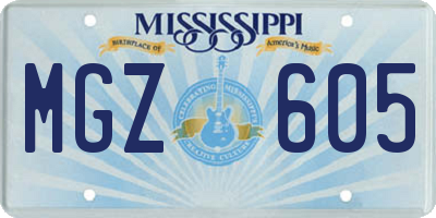 MS license plate MGZ605