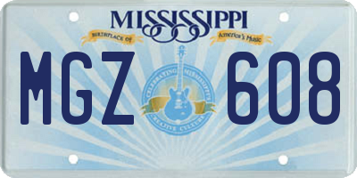 MS license plate MGZ608