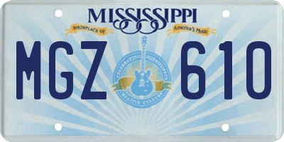 MS license plate MGZ610
