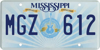 MS license plate MGZ612