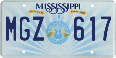 MS license plate MGZ617