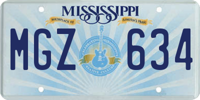 MS license plate MGZ634
