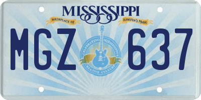 MS license plate MGZ637