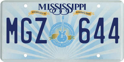 MS license plate MGZ644