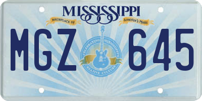 MS license plate MGZ645