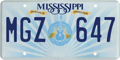MS license plate MGZ647