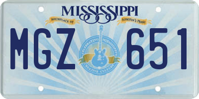 MS license plate MGZ651