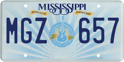 MS license plate MGZ657
