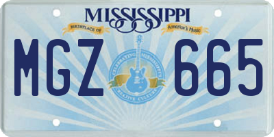 MS license plate MGZ665