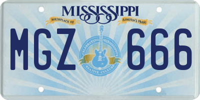 MS license plate MGZ666