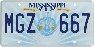 MS license plate MGZ667