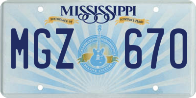 MS license plate MGZ670