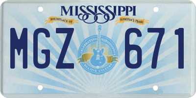 MS license plate MGZ671